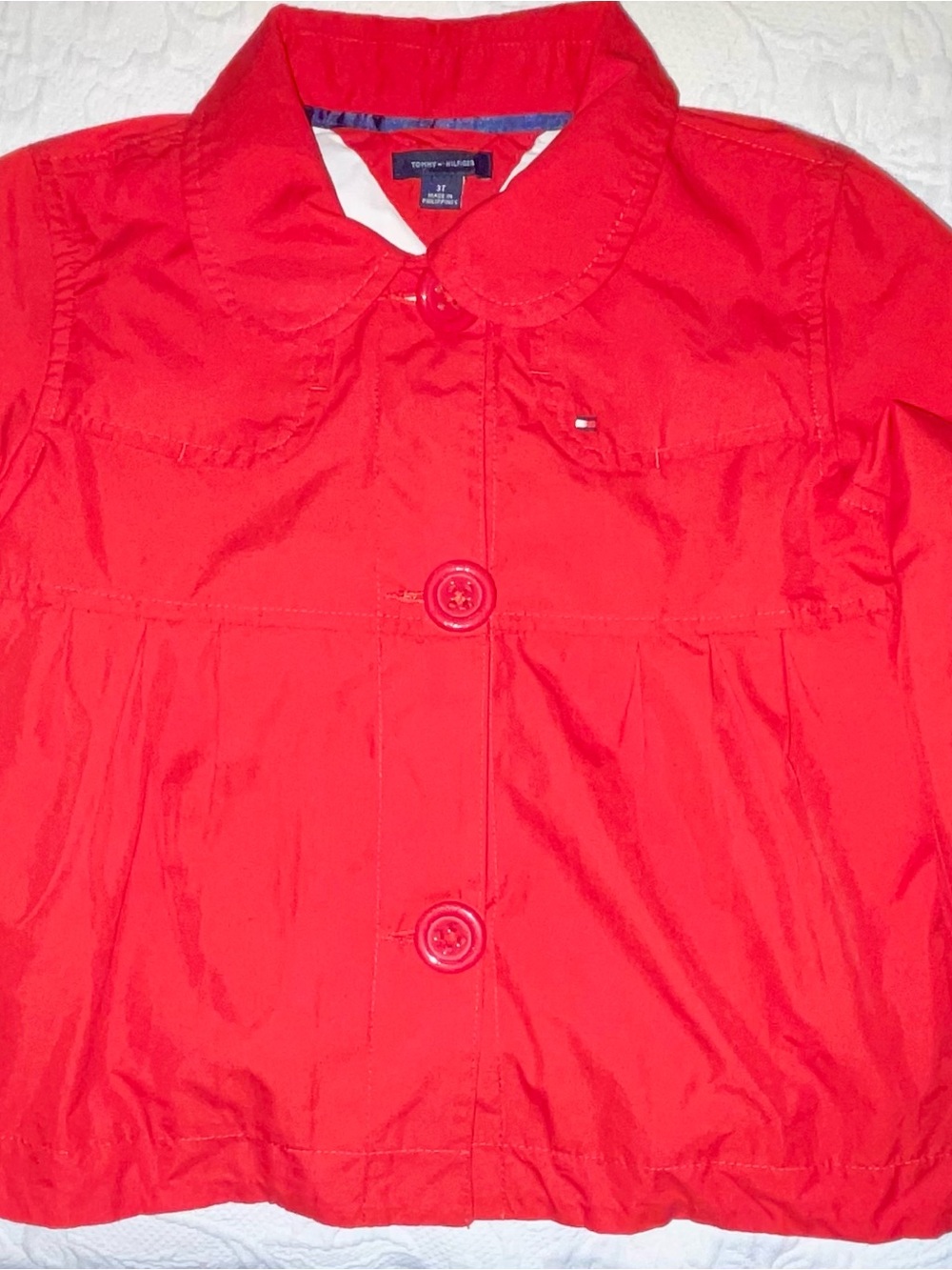 Tommy Hilfiger Red Button-Front Peplum Coat